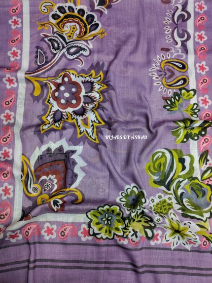 Turkish Lawn Hijab – Digital Print, Light Purple