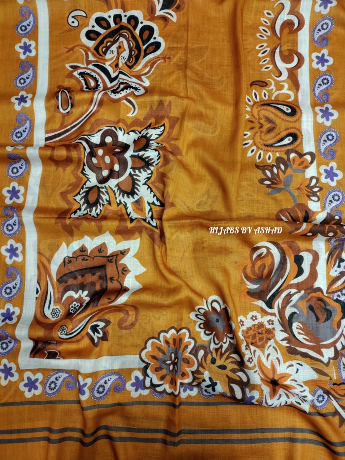 Turkish Lawn Hijab – Digital Print, Mustard