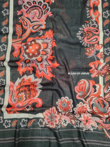 Turkish Lawn Hijab – Digital Print, Black