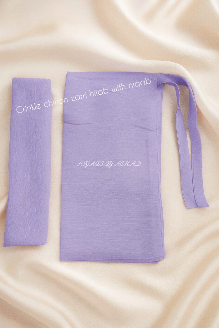 Crinkle Chiffon Zarri Hijab with Niqab – Lavender Bliss