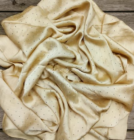 Elegant Crinkle Silk Hijab with Diamond Work – Gold