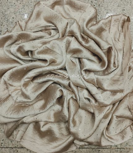 Elegant Crinkle Silk Hijab with Diamond Work – Dell Gold