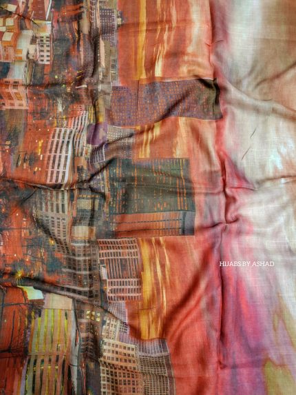 Urban Sunset Skyline Digital Print Hijab – Sulb Lawn