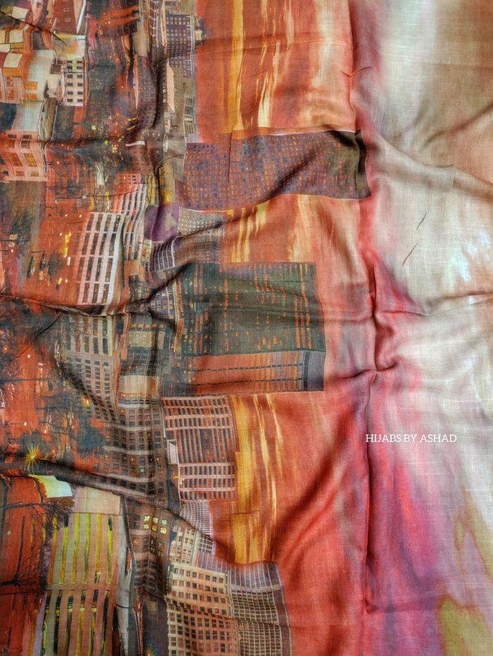 Urban Sunset Skyline Digital Print Hijab – Sulb Lawn