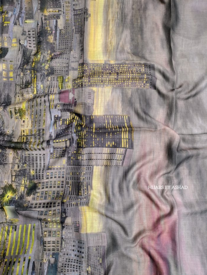 Urban Sunset Skyline Digital Print Hijab – Sulb Lawn