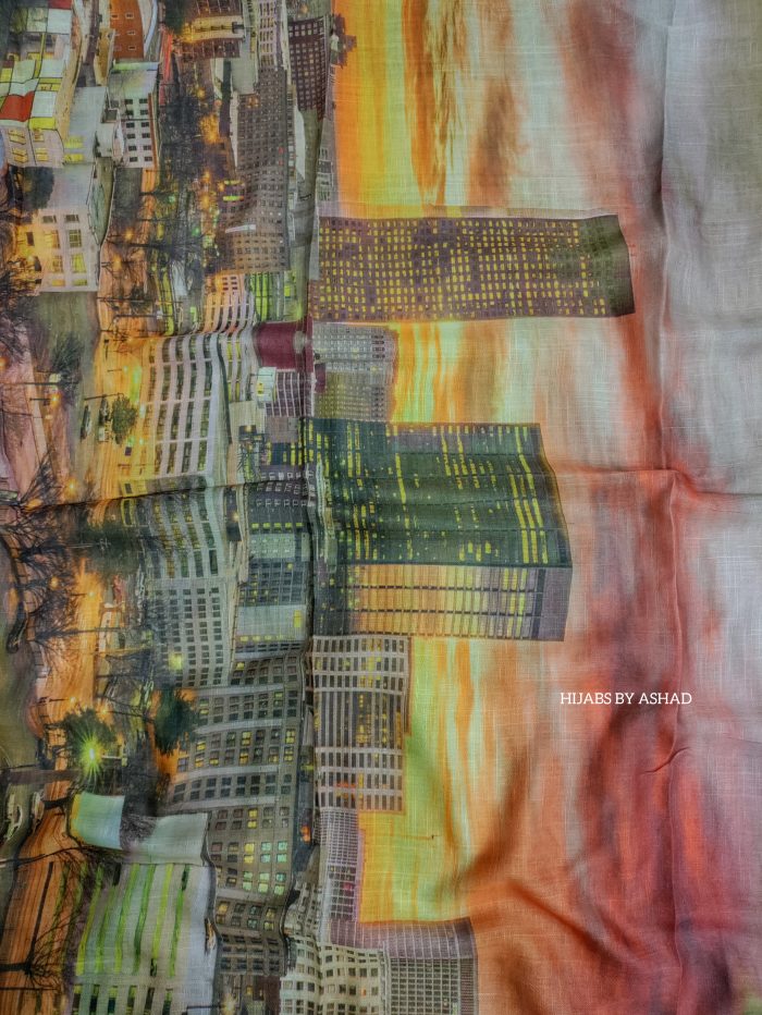 Urban Sunset Skyline Digital Print Hijab – Sulb Lawn