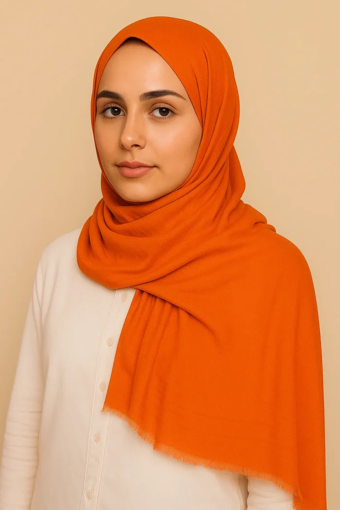 Elegant Pure Lawn Hijab Plane Colors– Breathable & Lightweight - Orange