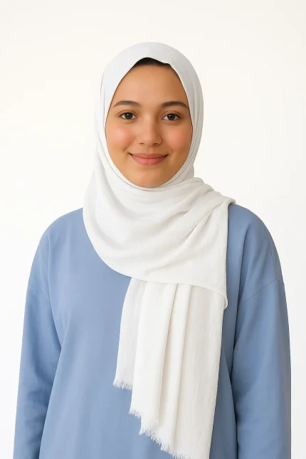 Elegant Pure Lawn Hijab Plane Colors– Breathable & Lightweight - Milky White
