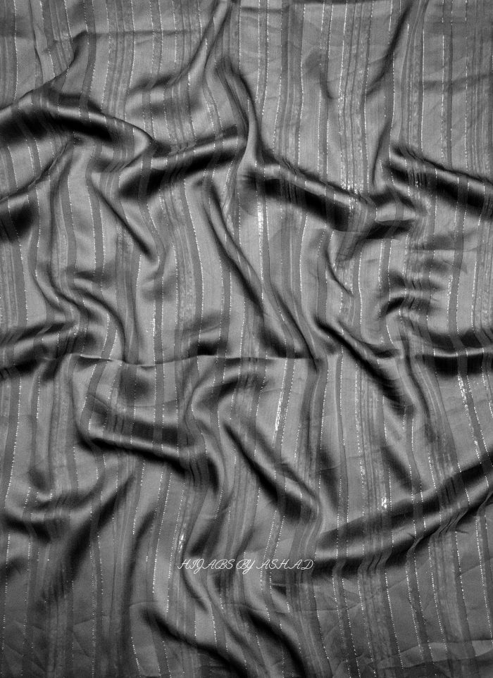 Textured Black Stripe Hijab – Luxe Shine Edition by Ashad