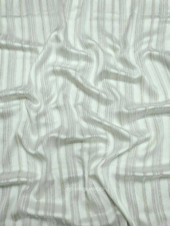 Textured White Stripe Hijab – Luxe Shine Edition by Ashad