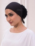 VOLUME HIJAB CAP BLACK WITH LACE BUN – HIJABS BY ASHAD