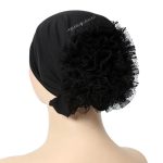 VOLUME HIJAB CAP BLACK WITH LACE BUN – HIJABS BY ASHAD