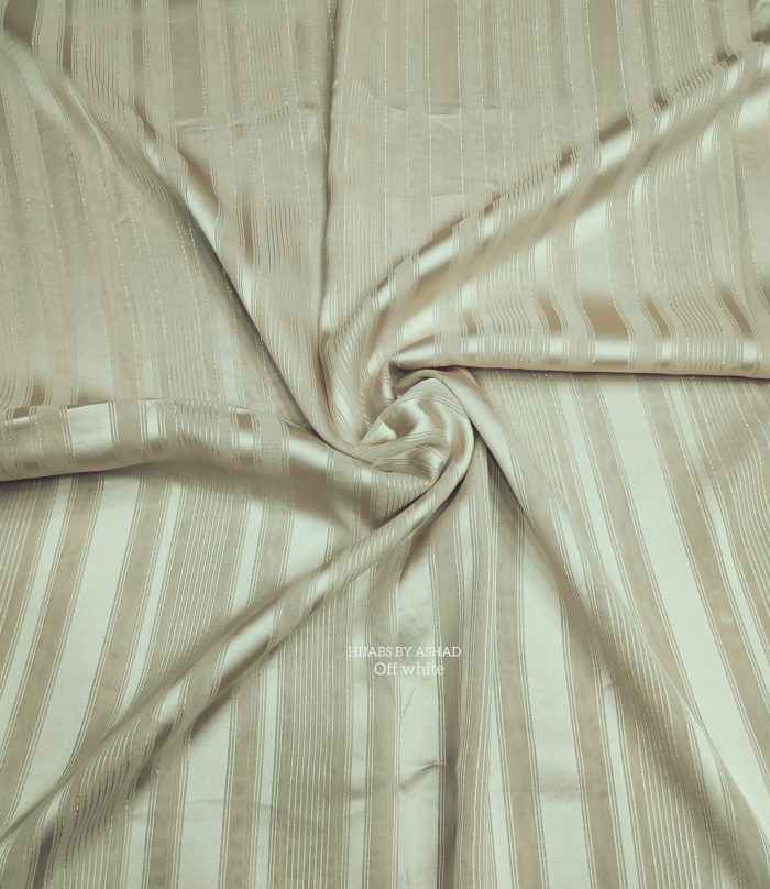 Textured Stripe Off-White Hijab – Premium Satin Finish
