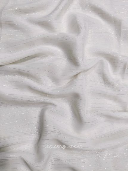 CRINKLE CHIFFON ZARI HIJAB IN - MILKY WHITE