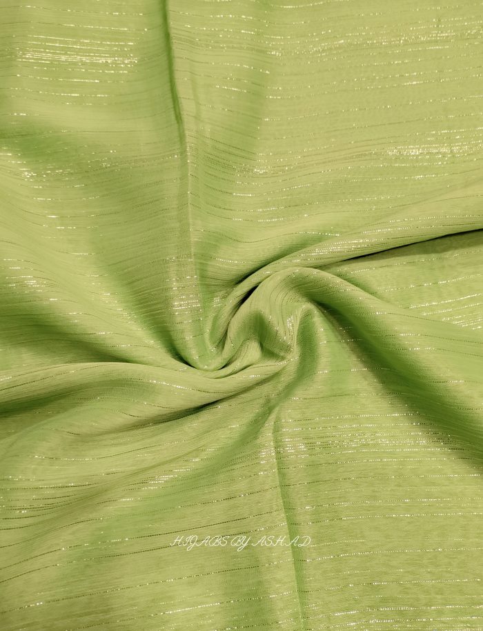 CRINKLE CHIFFON ZARI HIJAB IN - PAKOLA GREEN