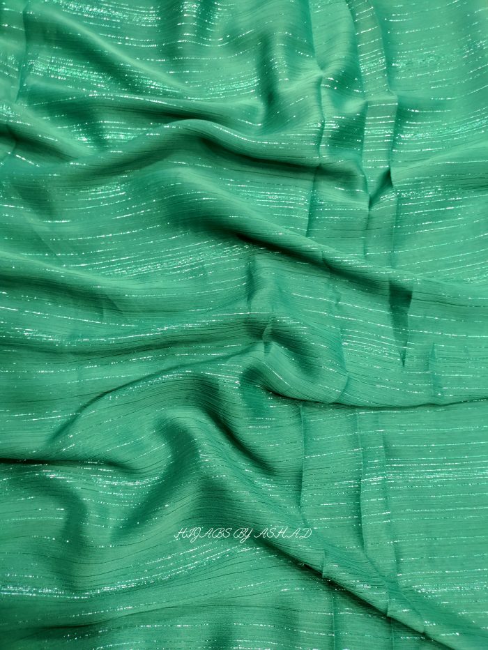 CRINKLE CHIFFON ZARI HIJAB IN - ZING GREEN