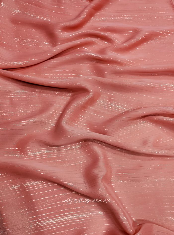 CRINKLE CHIFFON ZARI HIJAB IN - PEACH