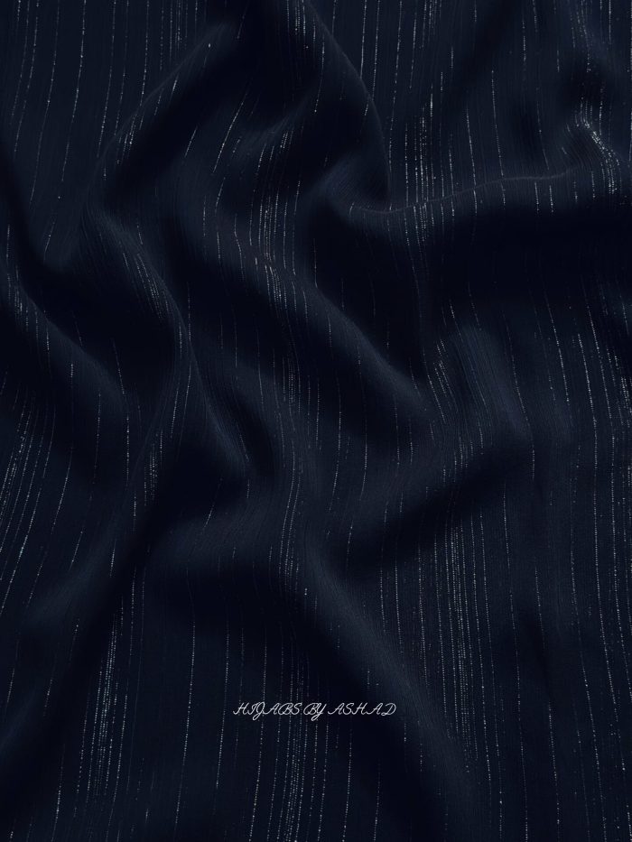 CRINKLE CHIFFON ZARI HIJAB IN - NAVY BLUE