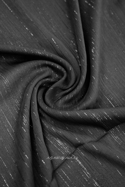 CRINKLE CHIFFON ZARI HIJAB IN - JET BLACK