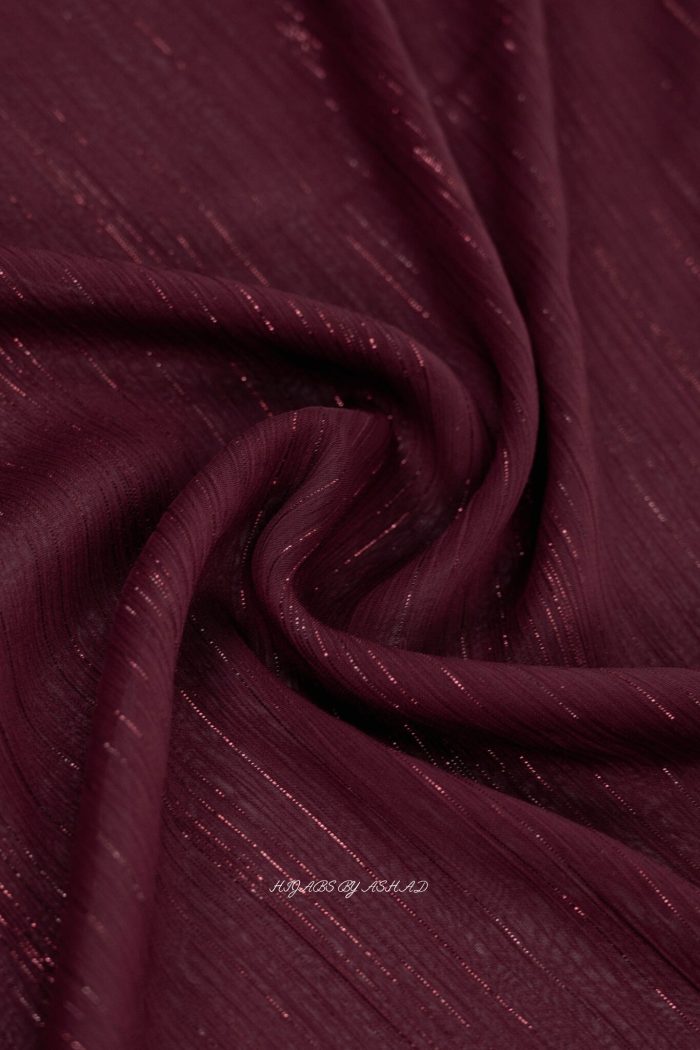 CRINKLE CHIFFON ZARI HIJAB IN - MAROON