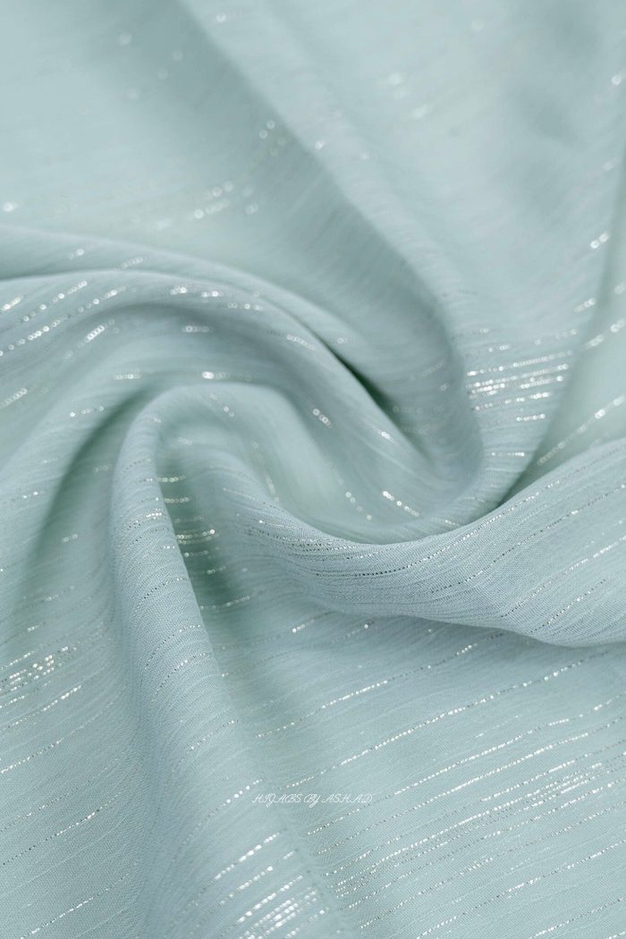 CRINKLE CHIFFON ZARI HIJAB IN - ICE GREY