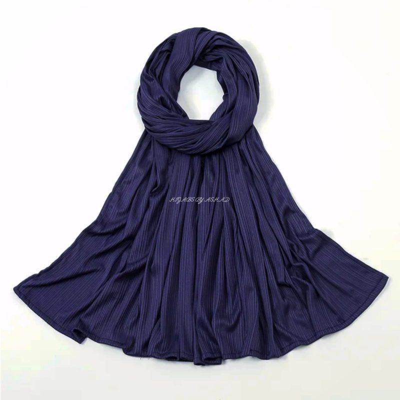 Premium Ribbed Jersey Hijab – In Navy Blue