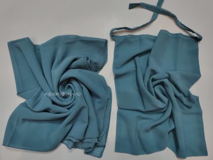 Premium Georggart Hijab with Matching Niqab In – Denim Blue