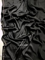 Luxury Satin Hijab with Crystal Embellished Border – Golden Beige Elegance