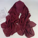 Premium Chiffon Georgette Hijab with Cap – Elegant Modest Wear - Maroon